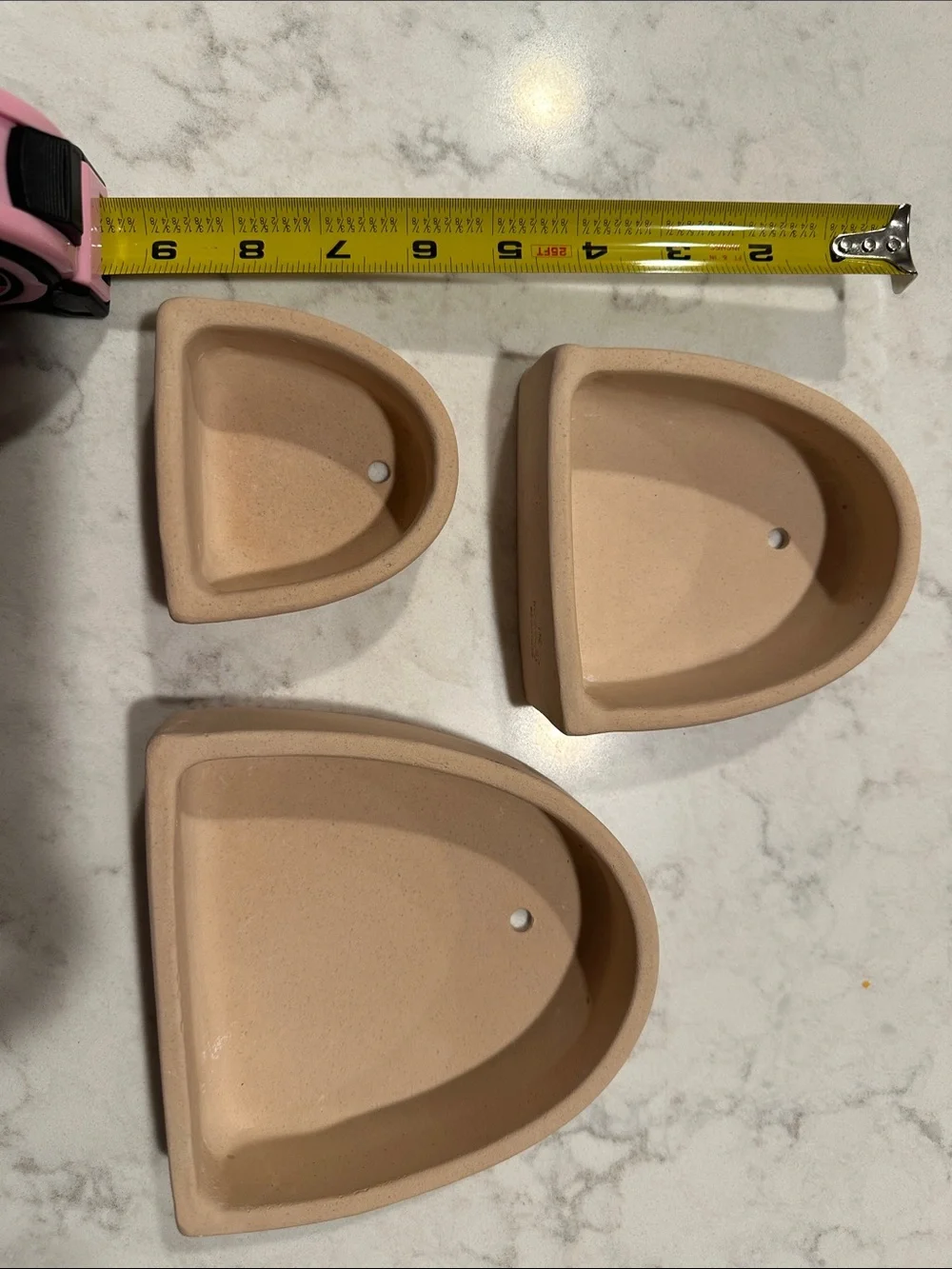 Neutral Tan/blush pink Ceramic Wall decor Trio - Set of 3